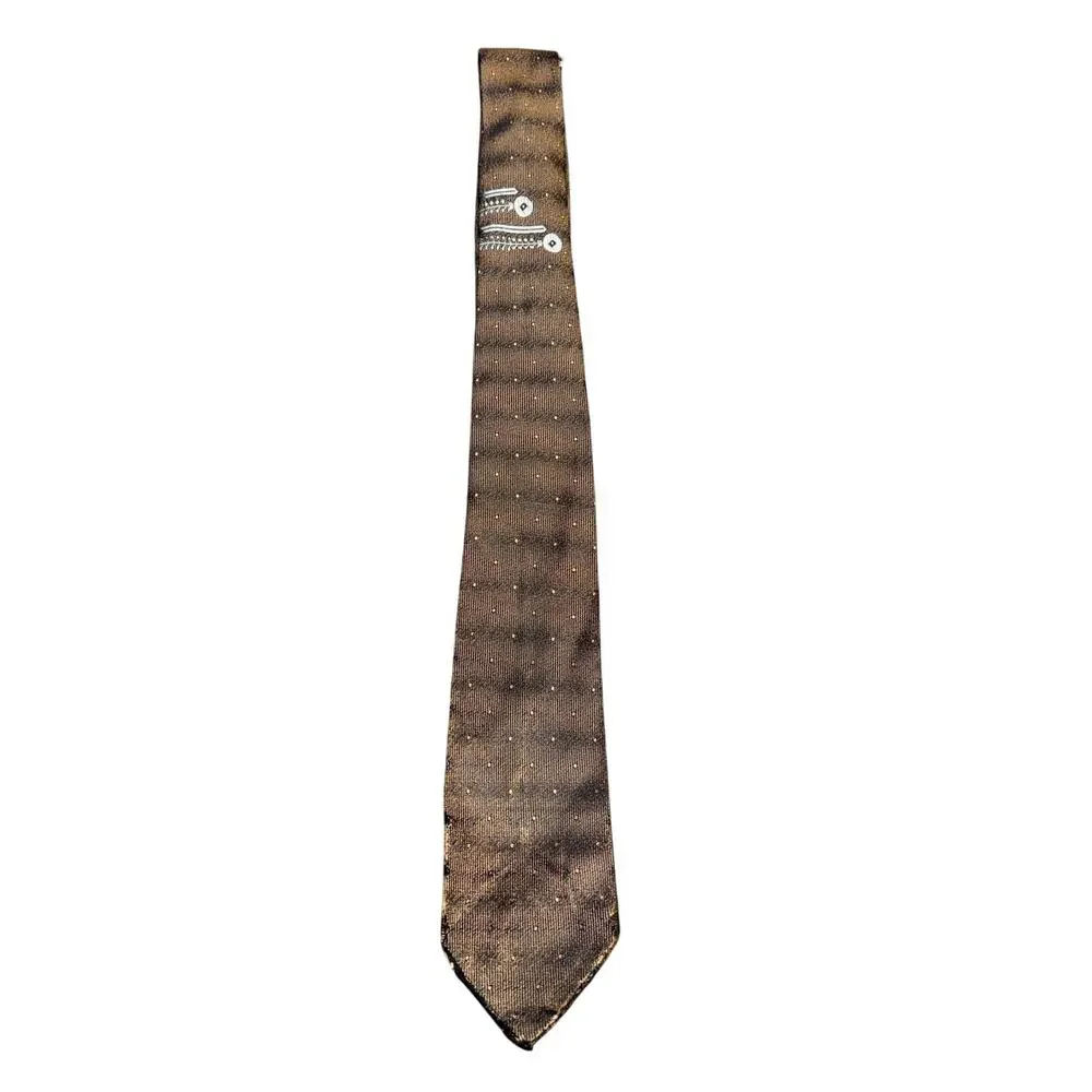 Vintage Brummel Neck Tie Brown Dotted Silk Textured 70s Classic Block & Kuhl Co